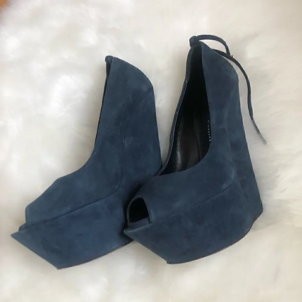 [guiseppi zanotti]  monster heel peep toe wedges